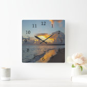 Foto: 17 oceaanzonsondergang vierkante klok (Huis)