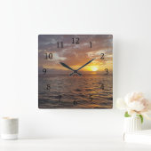 Foto: 18 oceaanzonsondergang vierkante klok (Huis)