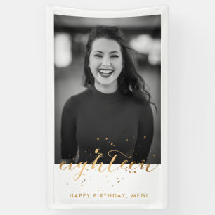 Foto 18e verjaardag gouden confetti spandoek
