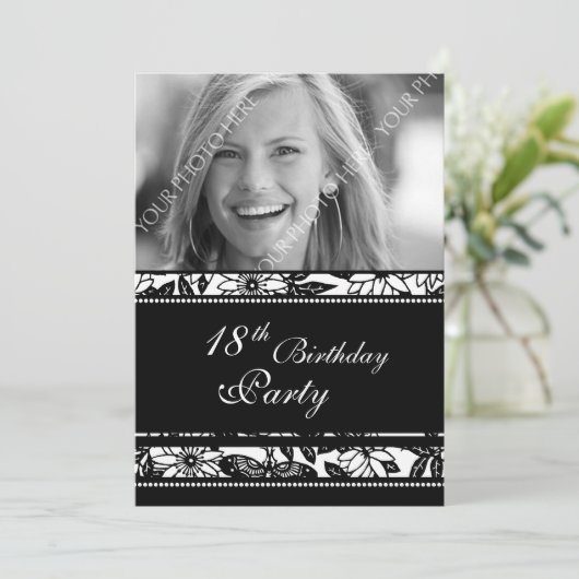 Foto 18e verjaardag van uitnodigingen (Staand voorkant)