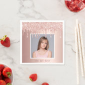 Foto 18e verjaardagsfeest roos goudglitter glam servet (Insitu)