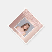 Foto 18e verjaardagsfeest roos goudglitter glam servet (Hoek)