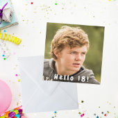 Foto 18e verjaardagsfeestje hallo 18 jongen zwart kaart