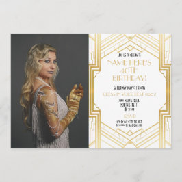 Foto 1920's Verjaardagsfeest Gatsby Gold Art Deco Kaart