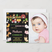 Foto 1e Boerderij Barnyard verjaardagsuitnodiginge Kaart (Voorkant)