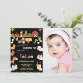 Foto 1e Boerderij Barnyard verjaardagsuitnodiginge Kaart (Staand voorkant)