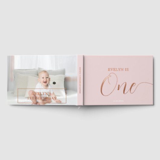 Foto 1e verjaardag Script Pink Gastenboek (Volledig)