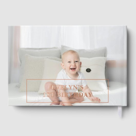 Foto 1e verjaardag Script Pink Gastenboek (Achterkant)