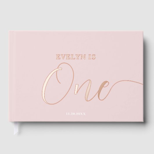 Foto 1e verjaardag Script Pink Gastenboek (Voorkant)
