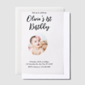 Foto 1e verjaardag vellum uitnodigingen (Offset)