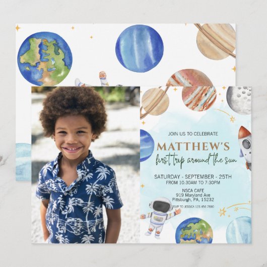 Foto 1e verjaardagsfeest Eerste reis rond de zon Kaart (Voorkant / Achterkant)