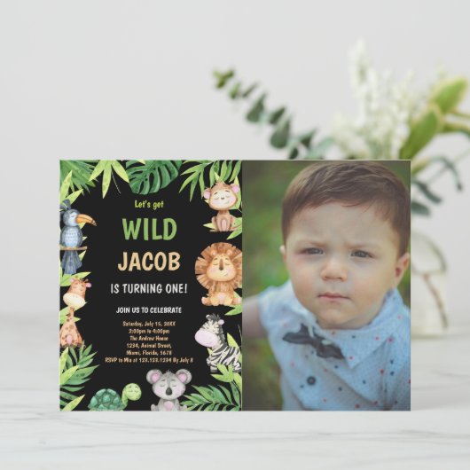 Foto 1e Wild One Verjaardag Uitnodigingen (Staand voorkant)