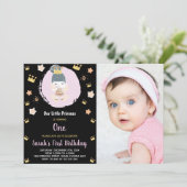 Foto 1e Zwart Onze Kleine Prinses Verjaardag Kaart (Staand voorkant)