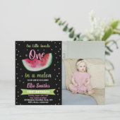 Foto 1e zwarte groene watermeloen verjaardag kaart (Staand voorkant)