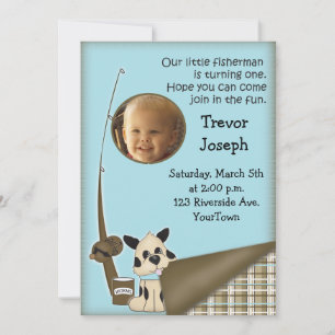 Foto 1st Birthday Fisherman Invitation Kaart