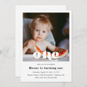 Foto 1st Birthday Invitation | Eerste verjaardag Kaart (Voorkant / Achterkant)