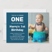 Foto 1st Birthday Invitation | Jongen eerste verja Kaart (Voorkant)