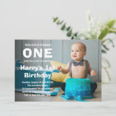 Foto 1st Birthday Invitation | Jongen eerste verja Kaart (Staand voorkant)