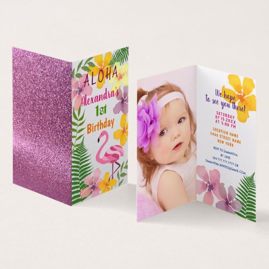 Foto 1st Birthday Luau Uitnodiging (Binnen en buitenkant)