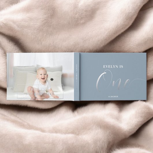 Foto 1st Birthday Script blauw Gastenboek