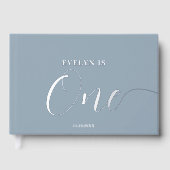 Foto 1st Birthday Script blauw Gastenboek (Voorkant)