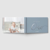 Foto 1st Birthday Script blauw Gastenboek (Volledig)