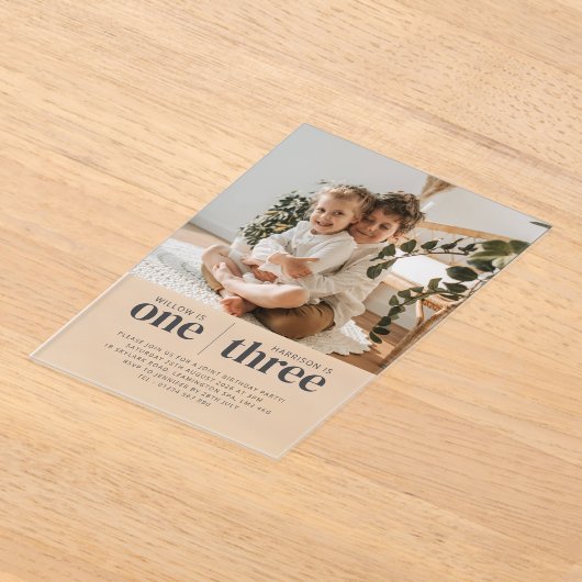 Foto 1st en 3rd Joint Birthday Acryl Uitnodigingen (Laagn)