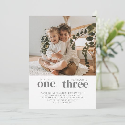 Foto 1st en 3rd Joint Birthday Kaart (Staand voorkant)