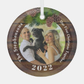 Foto 2022 Rustic Pinecone Keepomwille Custom Glas Ornament (Voorkant)