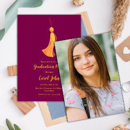 Foto 2025 Afstuderen Tassel Party Mini Uitnodiging Informatiekaartje