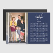 Foto 2025 Kalender Monogram Naam Navy Blue Magnet (Voorkant / Achterkant)