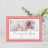 Foto 2026 Kalender Red Gingham Vrolijk Kerstfeest Feestdagenkaart (Staand voorkant)