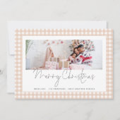 Foto 2026 Kalendercrème Gingham Merry Christmas Feestdagenkaart (Voorkant)