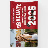 Foto 2026 Rode Afstudeerbanner Met Hoed Spandoek (Verticaal)