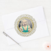 Foto | 20e Willekeurig Nummerpatroon Goud/Wit Ronde Sticker (Envelop)