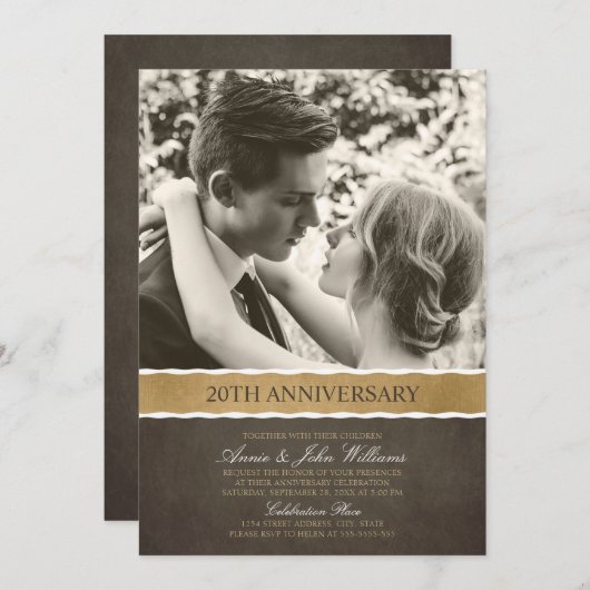 Foto 20th Wedding Jubileum Uw Afbeelding hier Kaart (Voorkant / Achterkant)