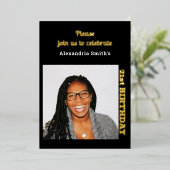 Foto 21st Birthday Black Gold Folie Uitnodiging (Staand Voorkant)