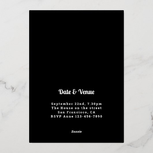 Foto 21st Birthday Black Gold Folie Uitnodiging (Achterkant)