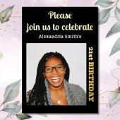 Foto 21st Birthday Black Gold Folie Uitnodiging