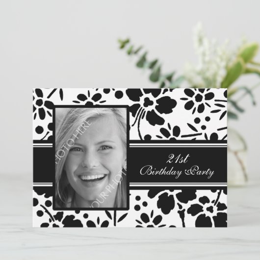 Foto 21st Birthday Party Invitations Kaart (Staand voorkant)
