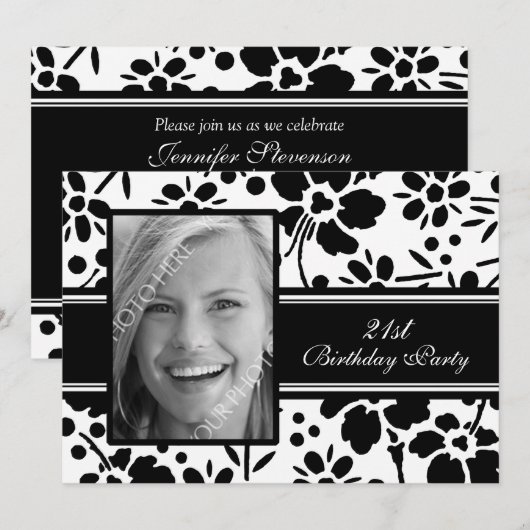Foto 21st Birthday Party Invitations Kaart (Voorkant / Achterkant)