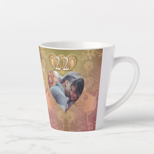 Foto 22e bruiloft Jubileum Coppery Claddagh Latte Mok (Rechts)