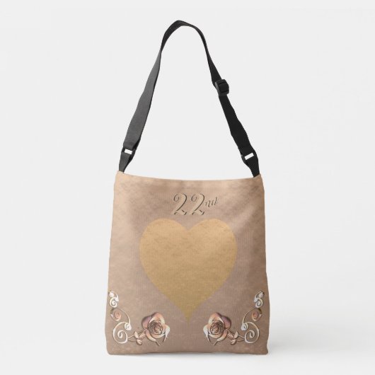 Foto 22e bruiloft Jubileum Coppery Heart Roos Crossbody Tas (Achterkant)