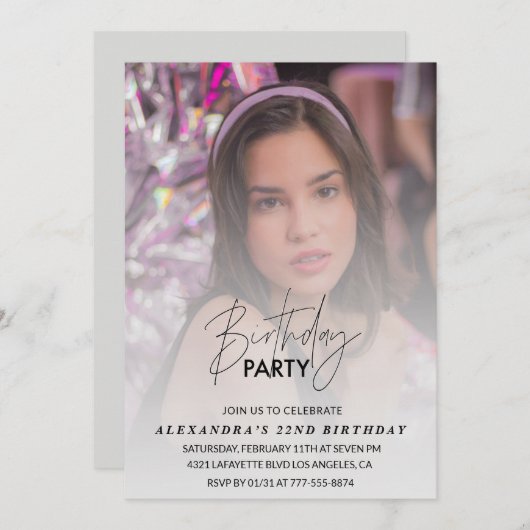 Foto 22e verjaardag uitnodiging Verjaardagsfeestje (Voorkant / Achterkant)