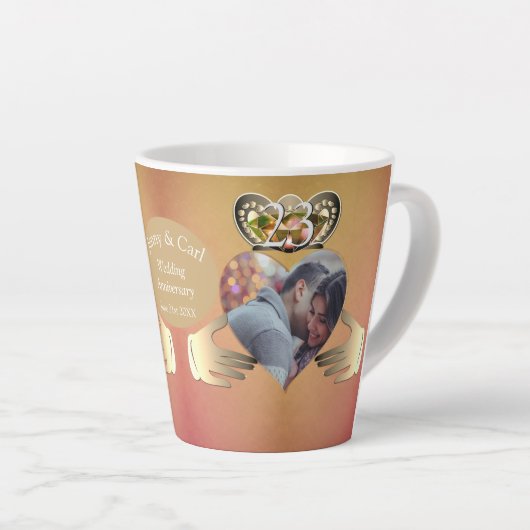 Foto 23rd Wedding Jubileum Topaz Claddagh Latt Latte Mok (Rechterhoek)