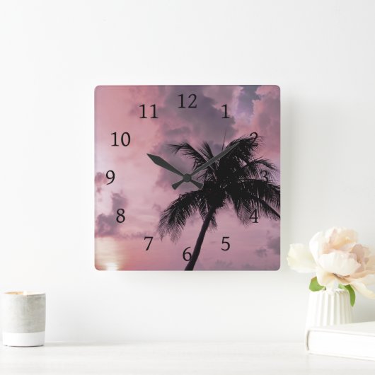 Foto 24 palmbomen vierkante klok (Huis)