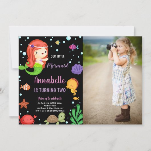 Foto 2e Kleine Oranje Zeemeermin Verjaardag Kaart (Voorkant)