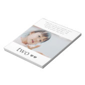 Foto 2e verjaardag Heart Invitation Notitieblok (Linkerzijde)