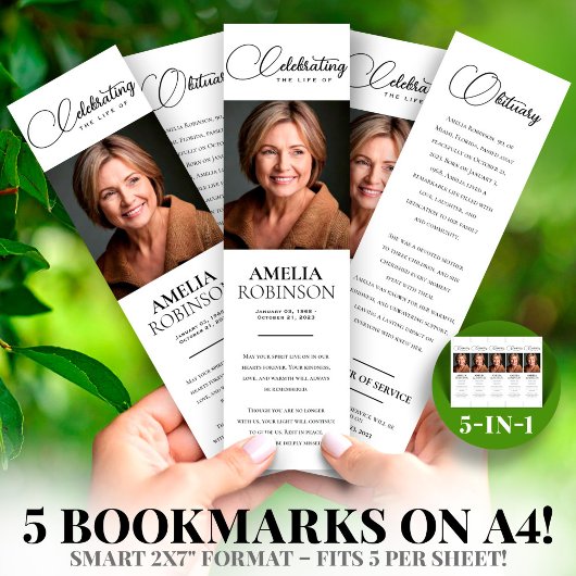 Foto 2x7" DIY Elegant Funeral Bladwijzer Sjabloon