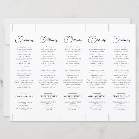 Foto 2x7" DIY Elegant Funeral Bladwijzer Sjabloon (Achterkant)